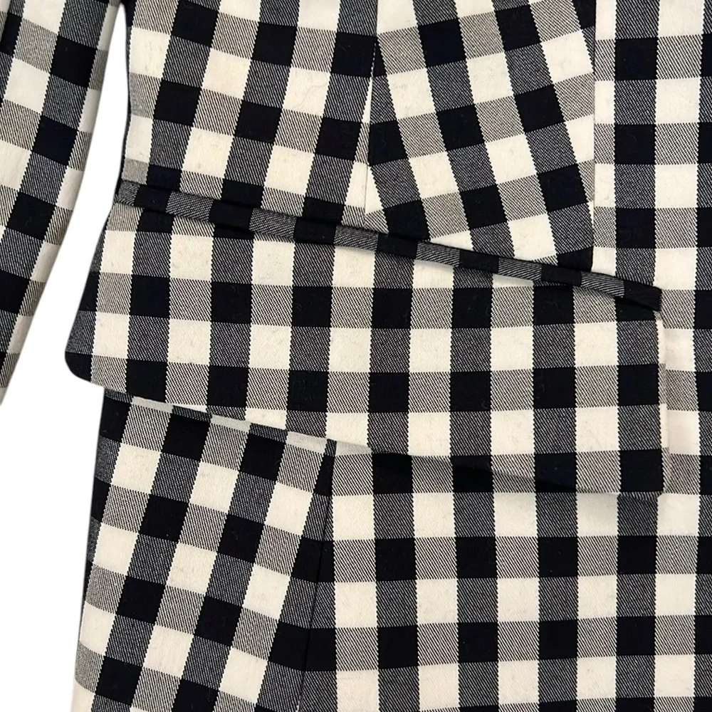 New Banana Republic Blazer Jacket Navy/White Checked Cotton Stretch Lined Size 4 - Picture 4 of 16